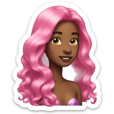 Iridescent mermaid long hair pink sticker