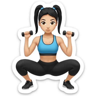 Women with long black ponytail doing a squat with no weights sticker
