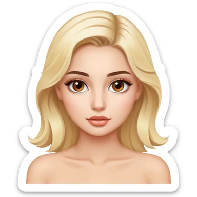 Pretty Blonde model with brown eyes, luxury makeup, honeymoon in Hawaii sticker