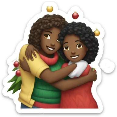Christmas tree hug with black women sticker