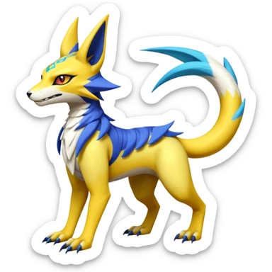 Tropical Exotic Short Legendary Epic Cool Colorful Renamon-Zeraora-Bastet-Latias-Vernid-Sergal-fusion-hybrid-creature sticker