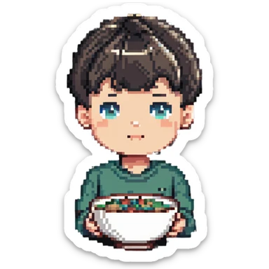 boy with bowl haircut sticker