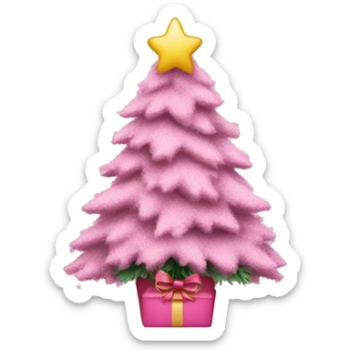 flocked christmas tree decorated in pink bows sticker