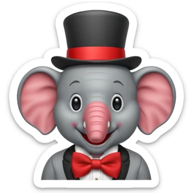 Elephant clown with big bowtie sticker