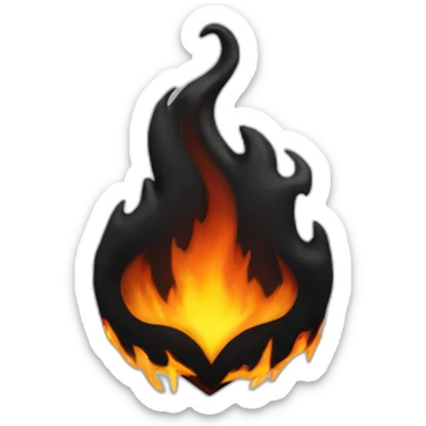 Black fire heart sticker