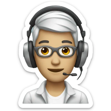An AI with telemarketer headphones sticker