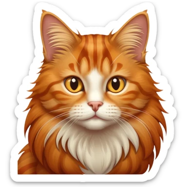 Longhair ginger tabby cat sticker