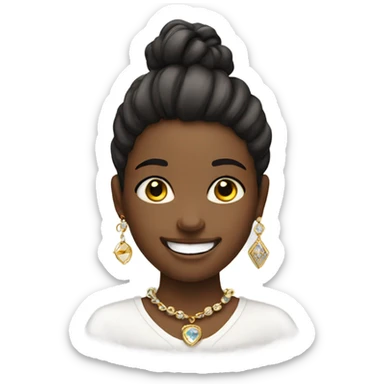 smiling girl with jewelry sticker