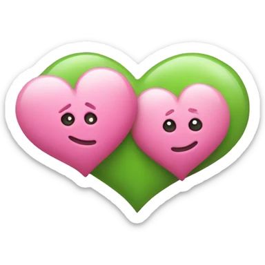 two hearts, where one is green and one is pink sticker