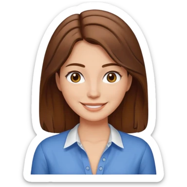 Woman with brown hair and middle part low cut shirt  sticker
