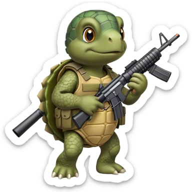 Turtle in army vest with m16 sticker