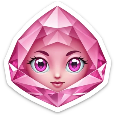 pink diamond with eyes, no face, shiny and beautiful sticker