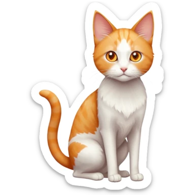 full body of tiny + skinny ginger and white cat with deep orange eyes and triangular shaped face sticker