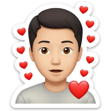 asian man falling with heart eyes sticker