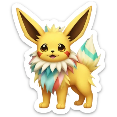 Jolteon-Flareon-Eevee with colorful stripes full body sticker