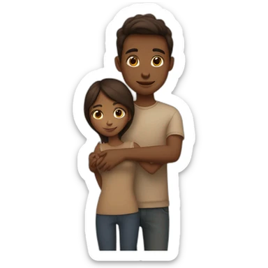 brown girl with white skin hugging a brown boy with white skin shorter than her sticker