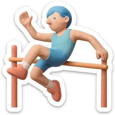 claymation style high jump athlete with pastel colors sticker