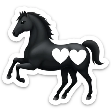 Schwarz weiß Pferd mit Herz im hintergrund sticker