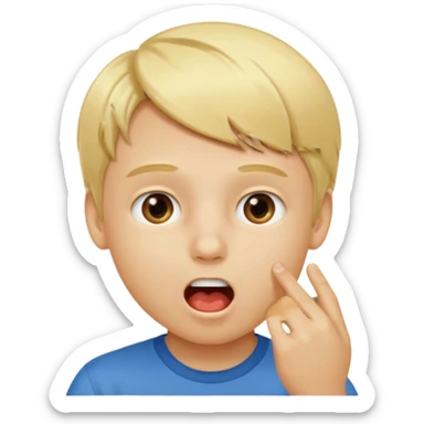 Un garçon blond qui ouvre la bouche laissant voir les numéros 6 7 sticker