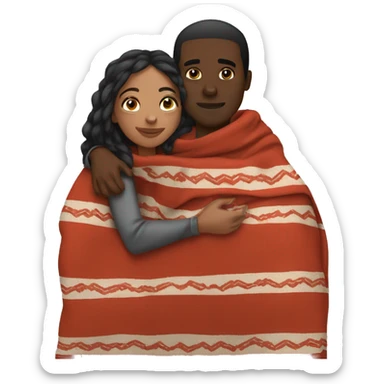 couple (black girl, marrocan guy) cuddling in a blanket sticker