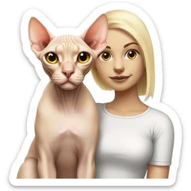 Sphynx cat with blonde girl sticker