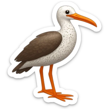 brown and white speckled sea bird with long orange beak and long legs sticker