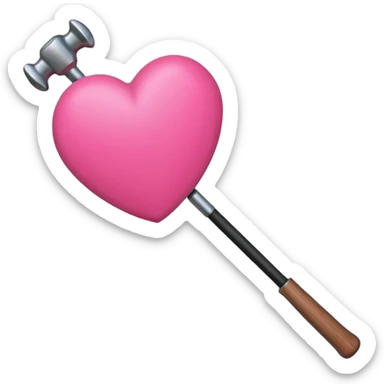 make a hammer on a black stick with a big pink heart on both sides  sticker