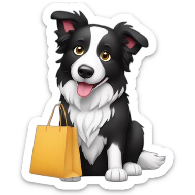 Border collie con bolsa de compra sticker