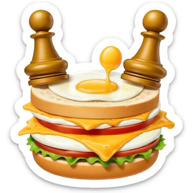 Chess pieces boxing on an egg sandwich sticker