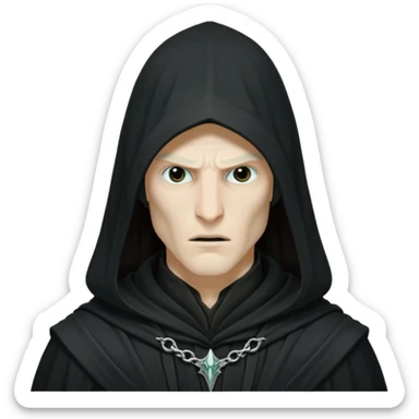 Nazgûl from Lord of the Rings, dark hooded figure, menacing, simple and bold, perfect for Slack emoji, no text sticker