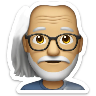 old man with glasses and long hair without mustache sticker