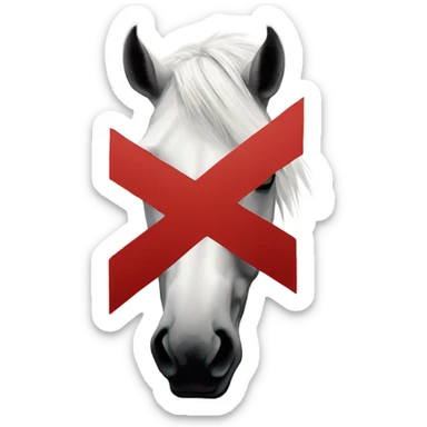 Red x over white horse  sticker