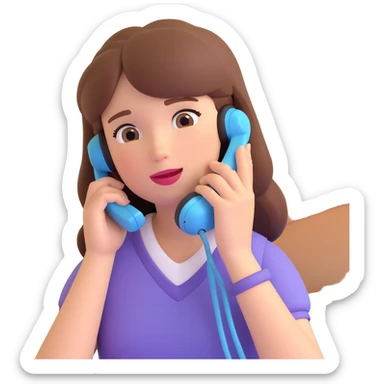 girl talking on phone bedroom background, close up pose sticker