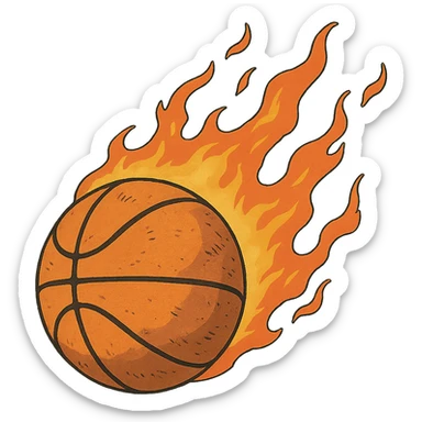 ghibli style basketball on fire sticker