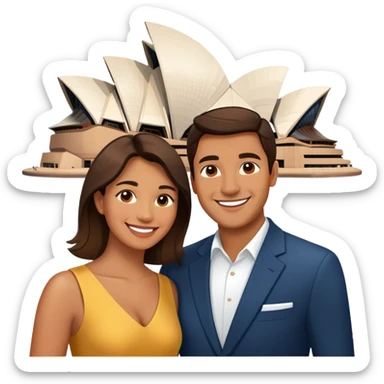 smiling couple at Sydney Opera House  sticker