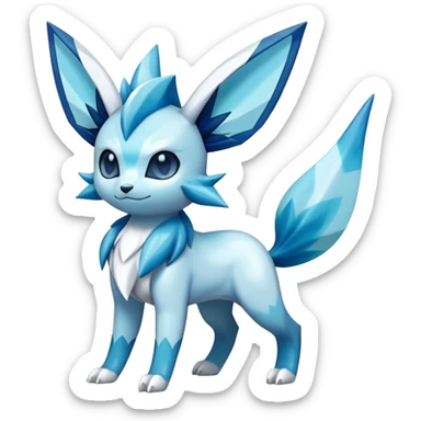 Shiny Cool Glaceon-Vaporeon-Fakemon-hybrid-fusion- full body sticker