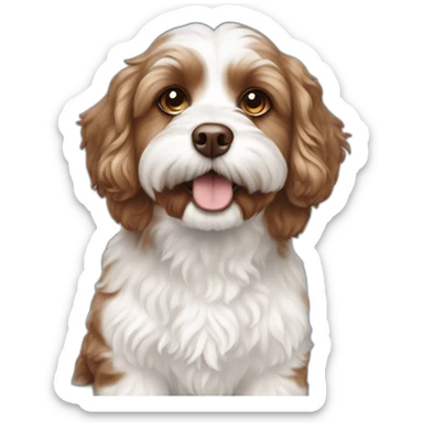 Brown white cavapoo sticker