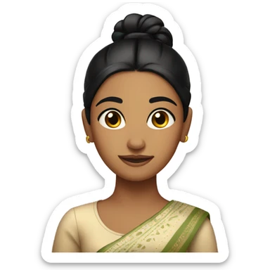 Indian girl with black hair with a bun sticker
