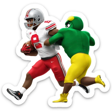 Ohio state buckeye mascot Brutus beating up the Oregon ducks mascot  sticker