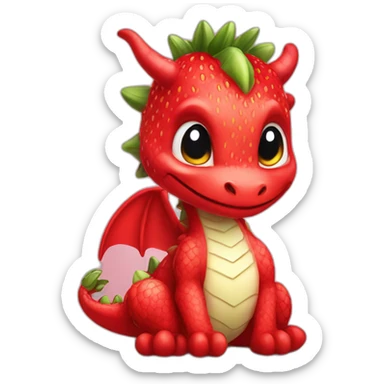 dragon cute strawberry sticker