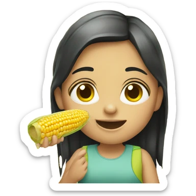 Girl eating corn sticker