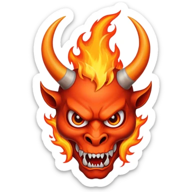 devil horn on fire logo sticker