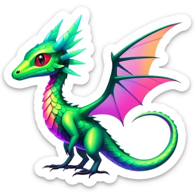 Colorful Neon Gothic Edgy Tropical Flygon-Aurorus-Amaura-Hybrid-Creature sticker