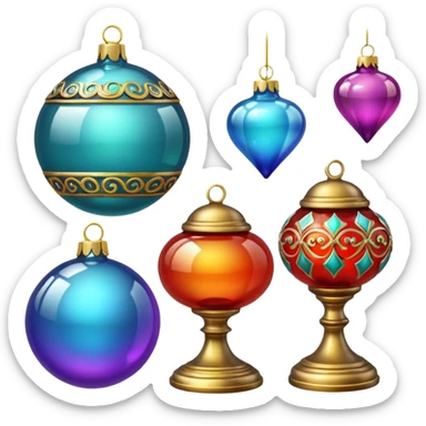 old Ornaments in a glass  showcase sticker