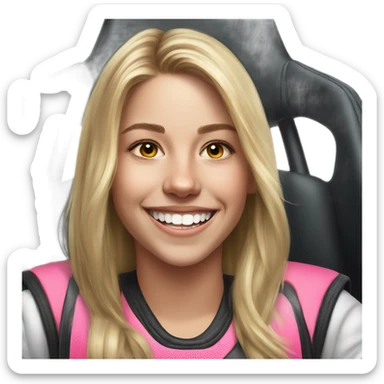 smiling girl portrait realism go karting sticker