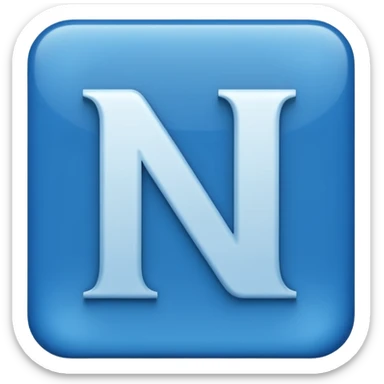 capital letter "N" printed in blue square in middle sticker