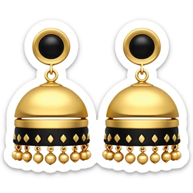 A small beautiful jhumka pair in golden black color with very  no stones design... Liie in the image.., sticker