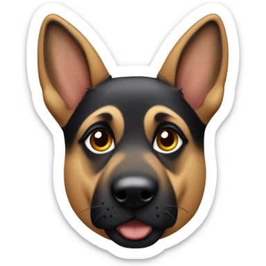 German Shepard dog with large ears. His fur is mostly black with some tan on his cheeks sticker