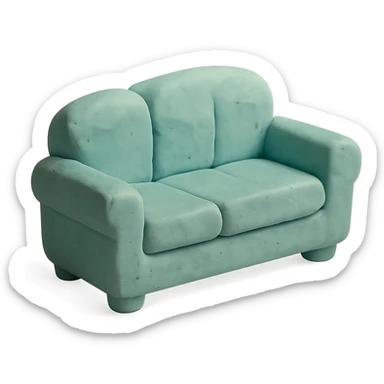 claymation style sofa foam, visible fingerprints, pastel palette sticker