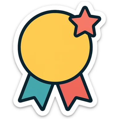 special offer badge, gold and colorful elements, elegant minimalist flat design, award badge style, 2D flat vector, trending icon look, soft shadows, no text, isolated on white background, perfect for commercial use sticker